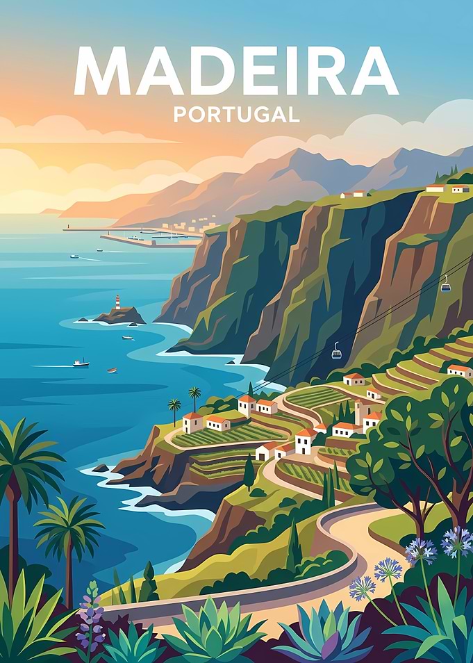 Madeira Portugal Travel Poster