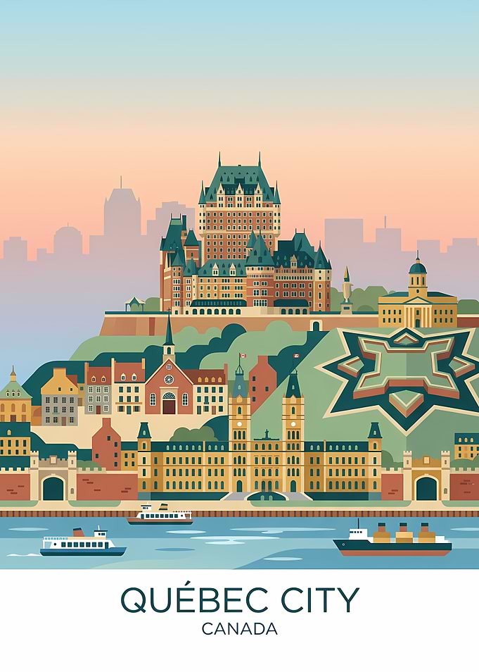 Quebec City Canada Travel Poster