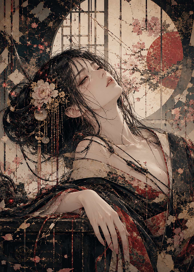 Ethereal Geisha in Traditional Attire