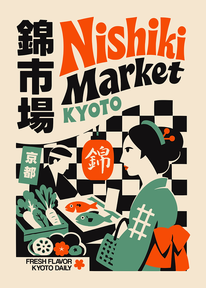 Nishiki Market Kyoto Vintage Poster