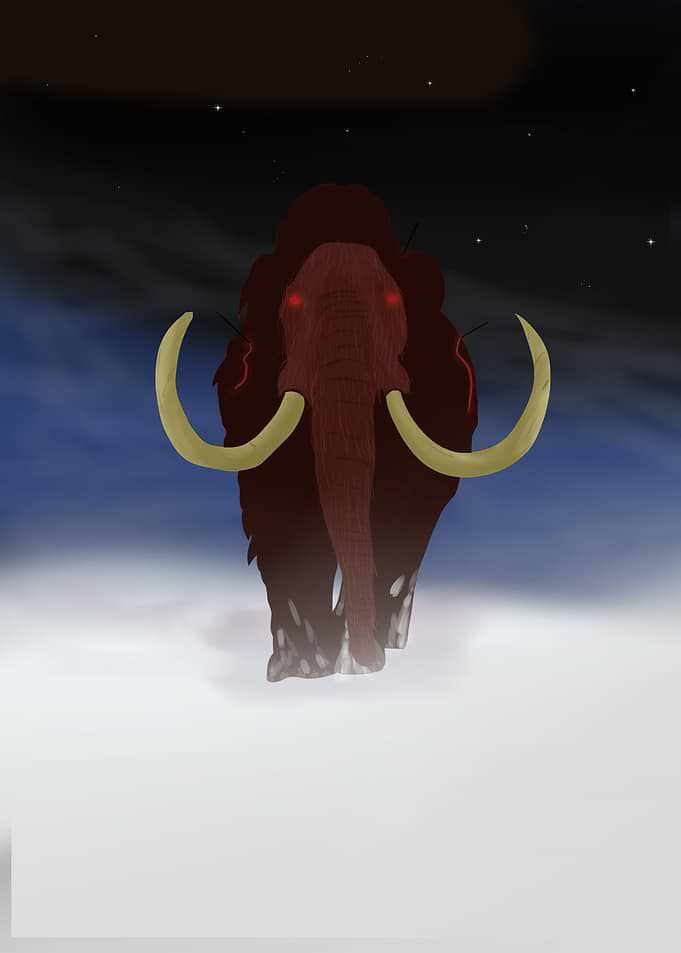 Menacing Woolly Mammoth in Snow