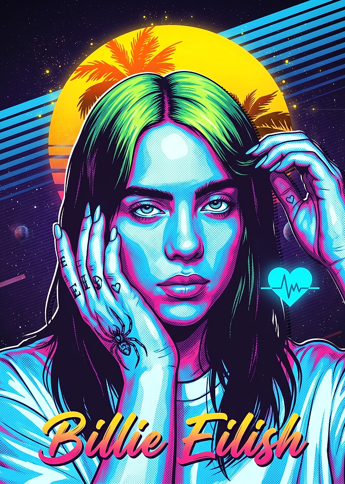 Billie Eilish Synthwave Retro Portrait