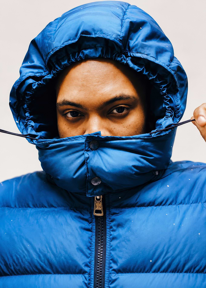 Man in Blue Puffer Jacket