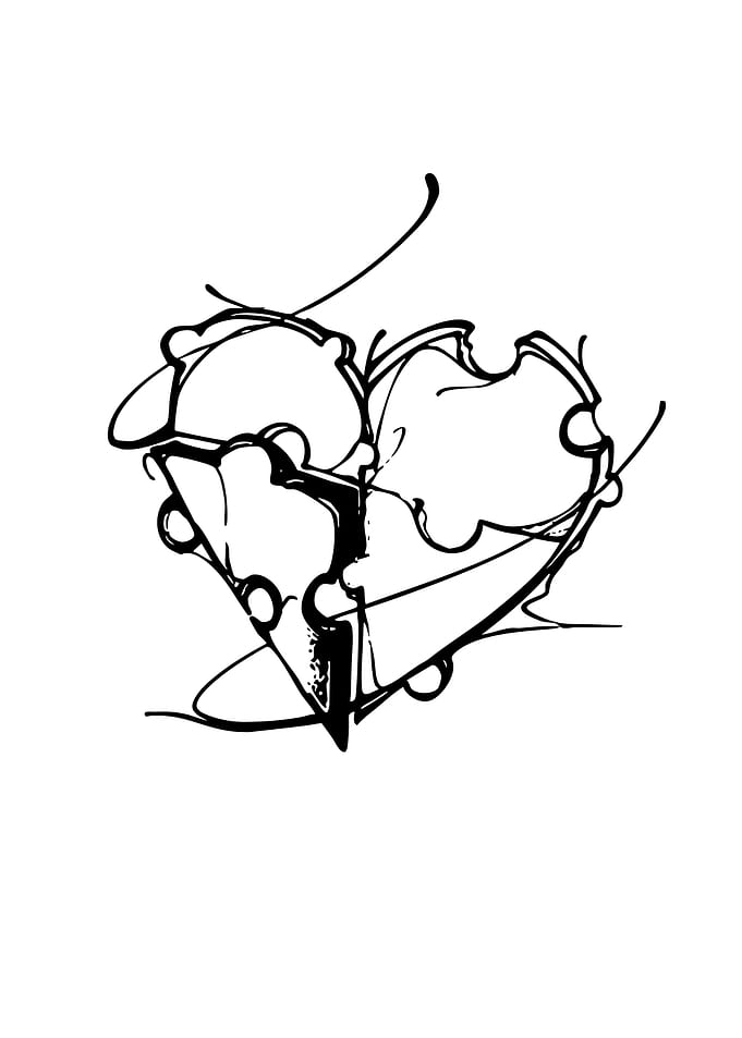 Abstract Broken Heart Line Art