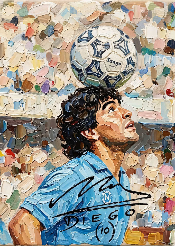 Diego Maradona Oil Painting Portrait