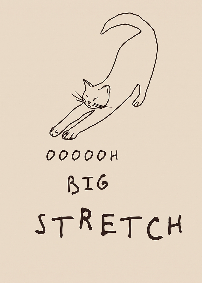 Big Stretch Cat Line Art
