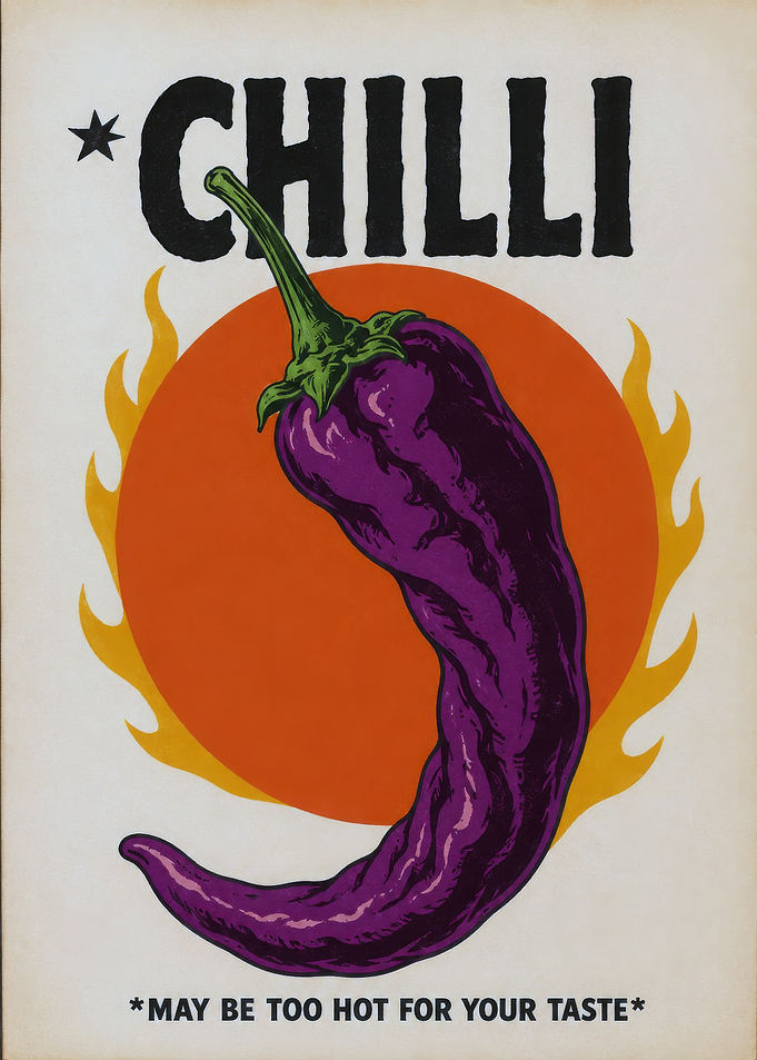 Vintage Style Chilli Pepper Poster