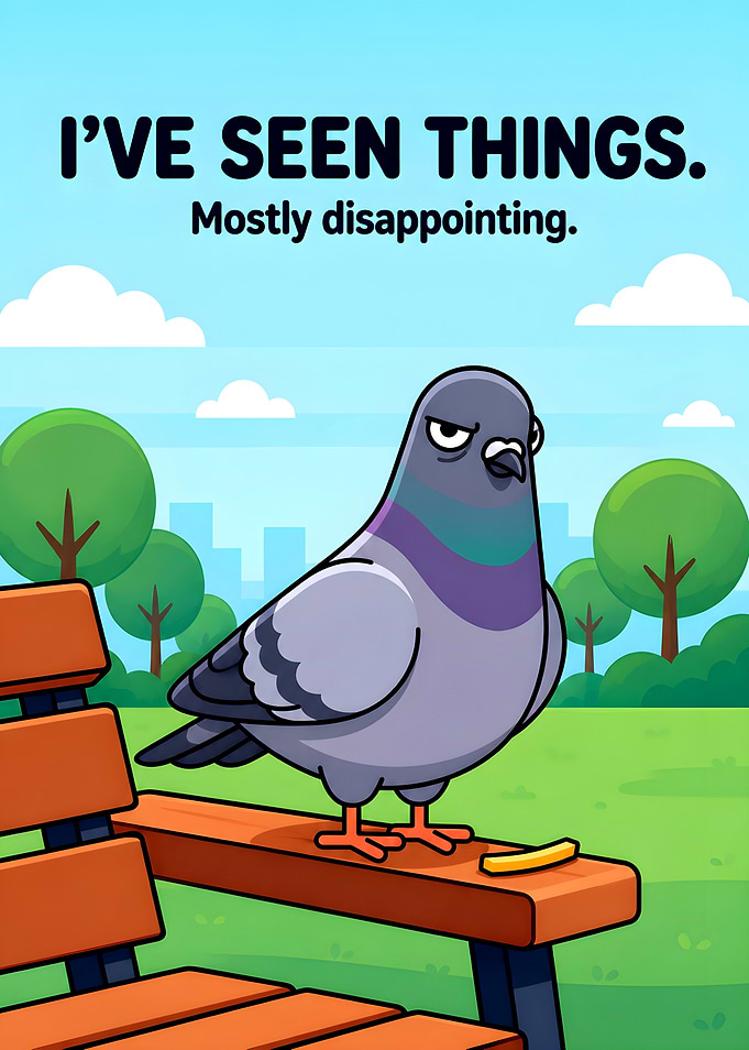 Disappointed Pigeon Cartoon Poster