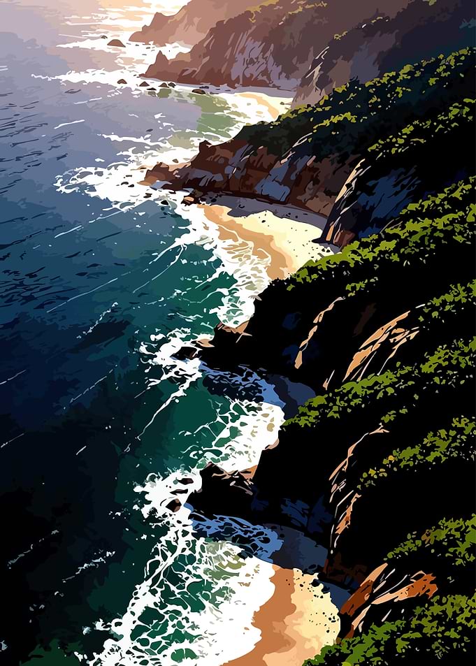 Coastal Cliffs and Ocean Waves