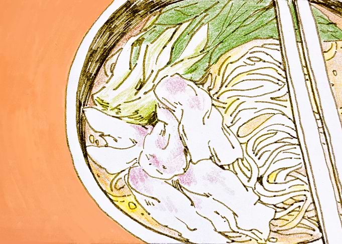 Hand-Drawn Illustration of Ramen Bowl
