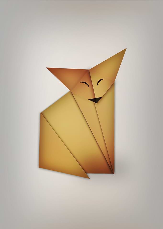 Minimalist Origami Fox Illustration