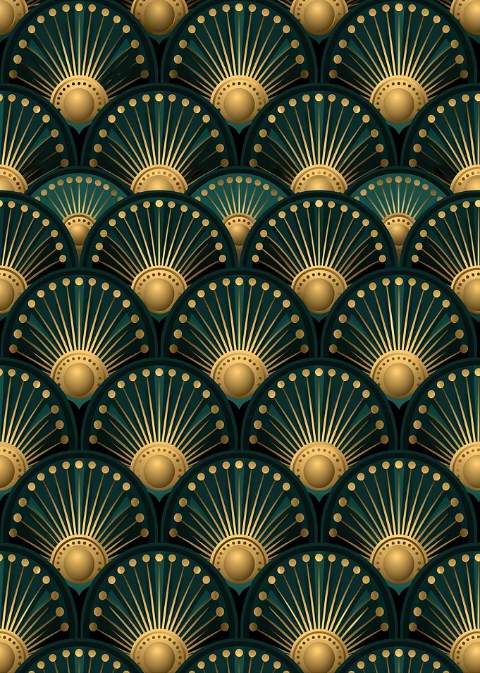 Art Deco Gold and Teal Pattern