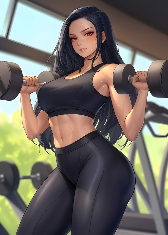 Anime Goth Girl in Gym