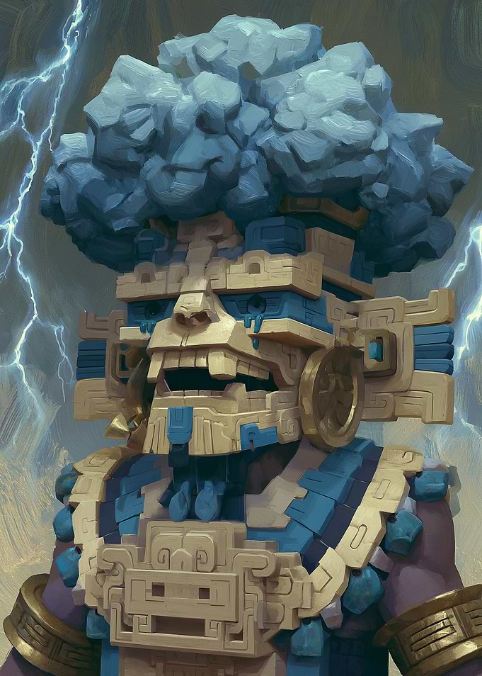 Aztec Storm God Digital Illustration
