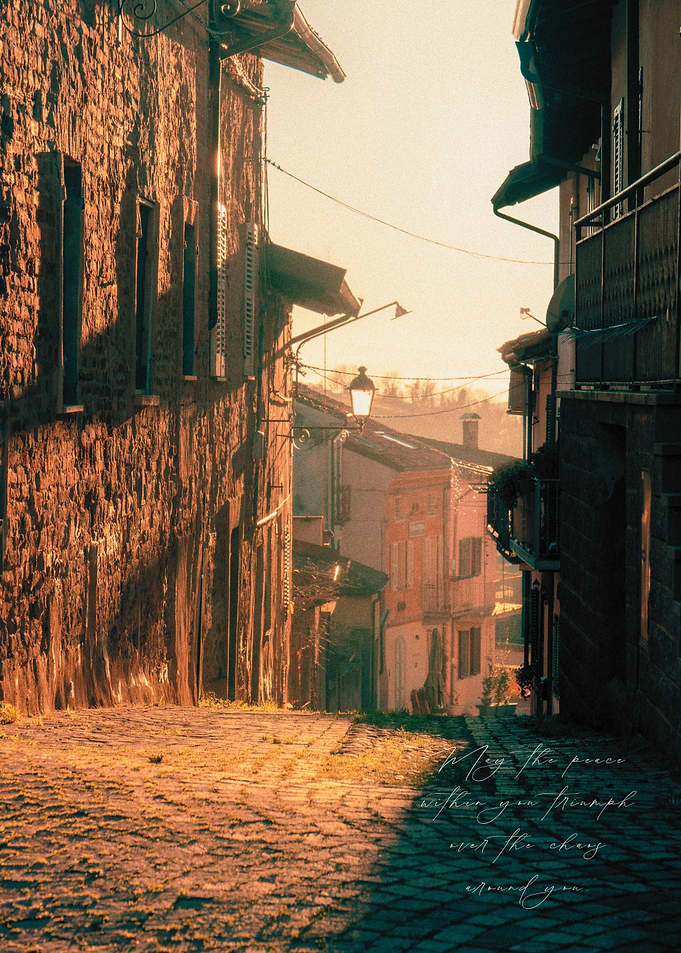 Golden Hour in at sunrise in a european village