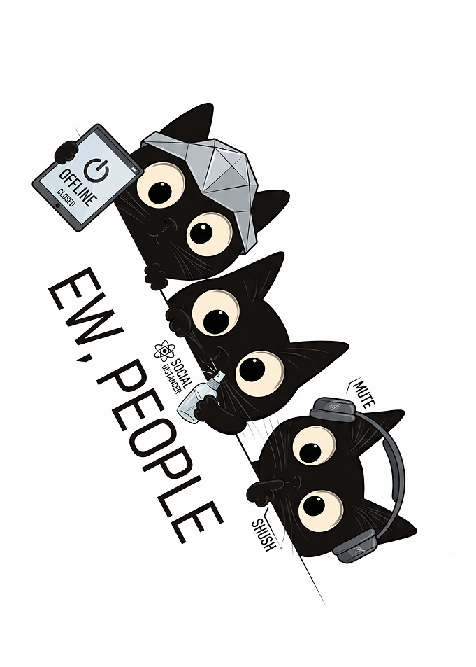 Ew People Funny Black Cat Illustration