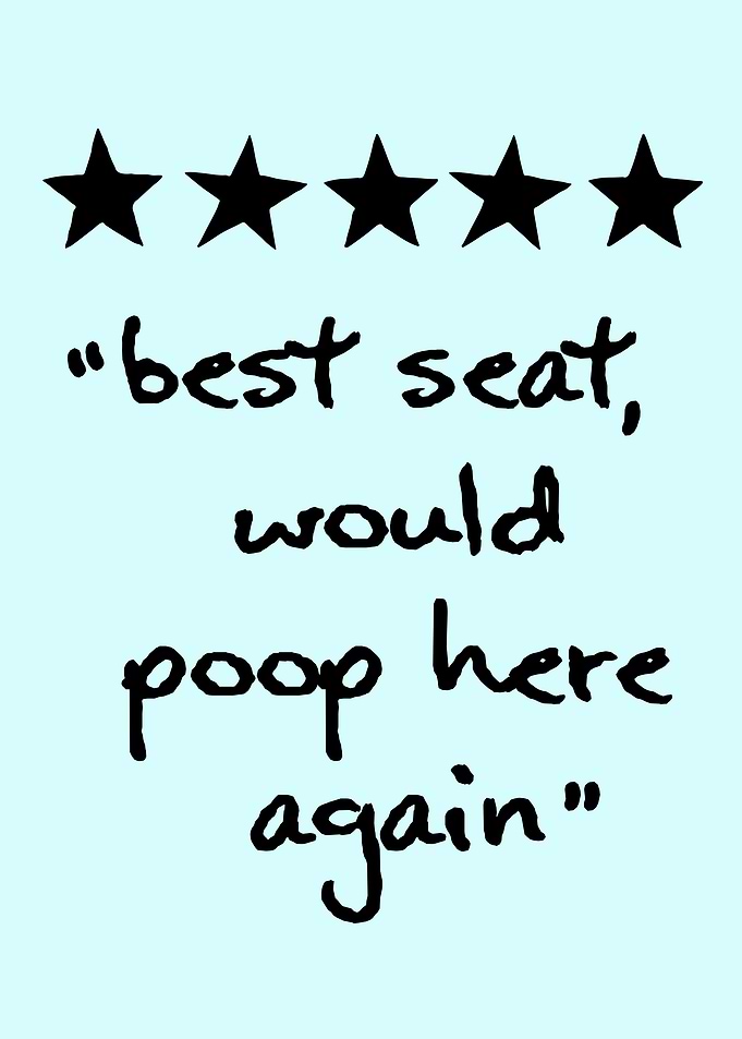 Funny Bathroom Five Star Review Sign