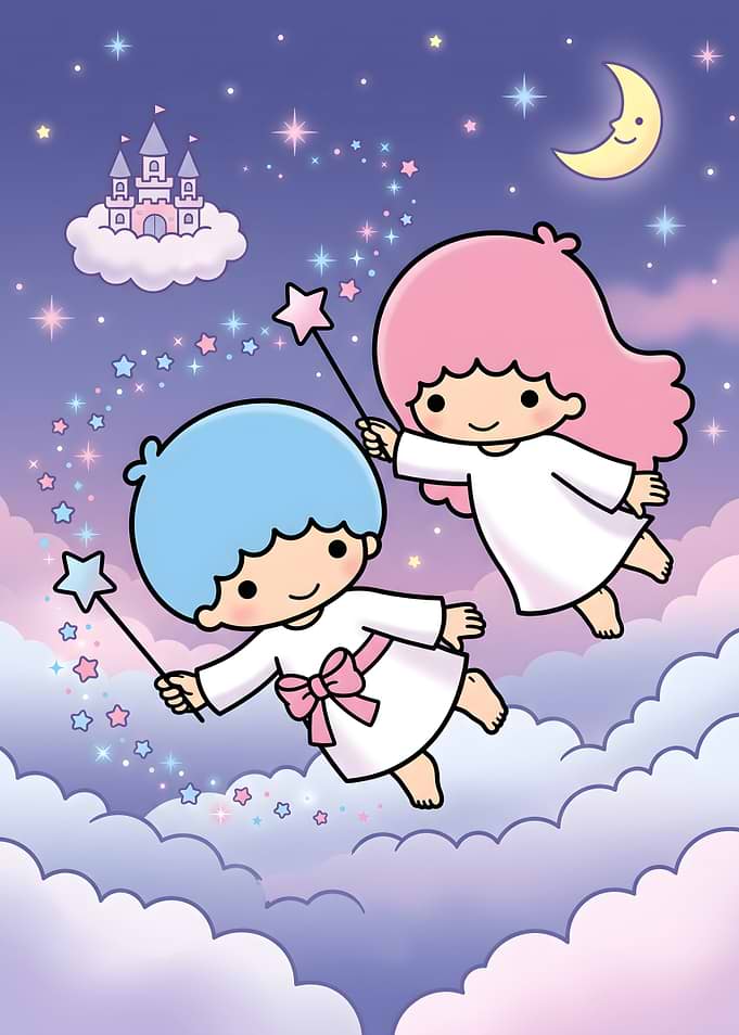 Little Twin Stars Flying in Sky