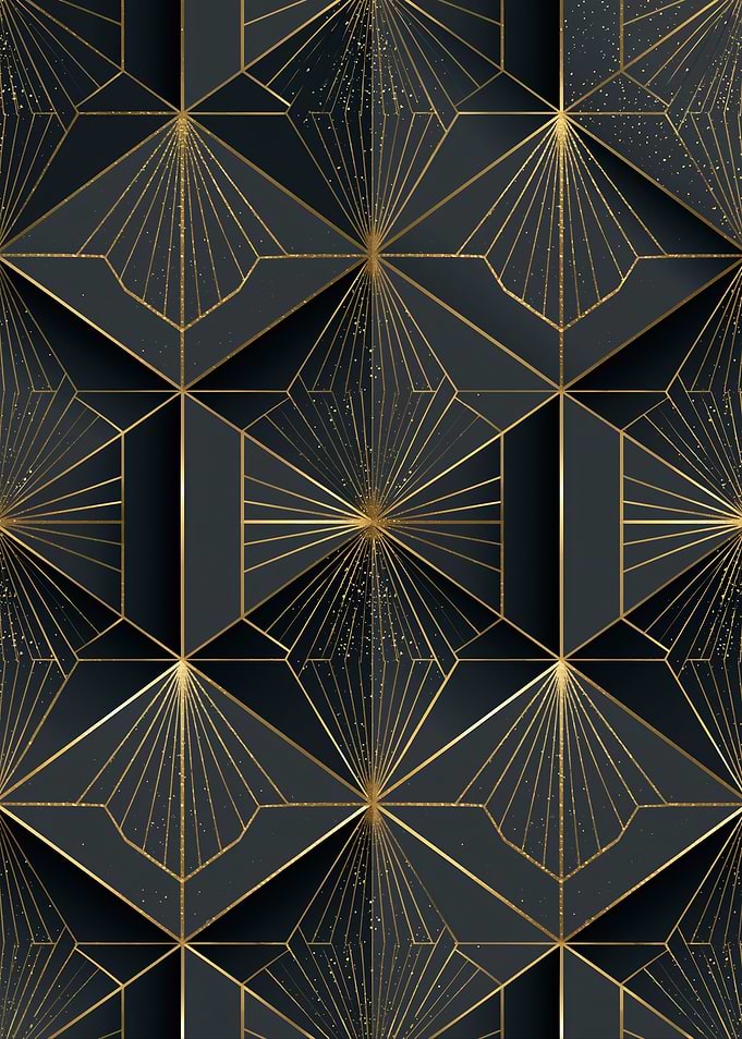 Art Deco Geometric Gold and Black Pattern