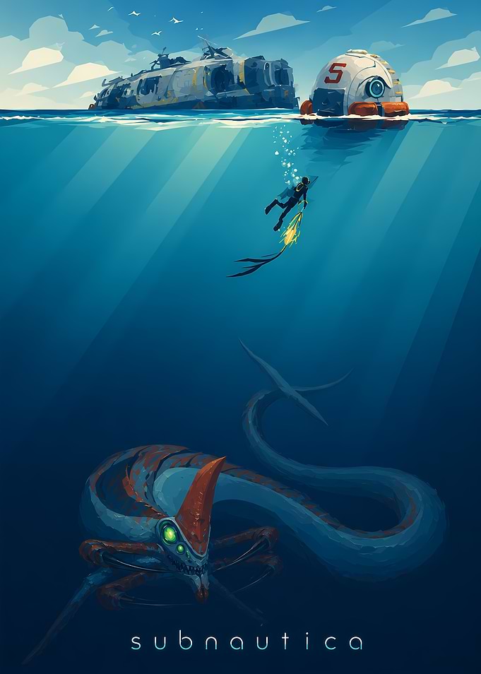 Subnautica Reaper Leviathan Underwater Scene