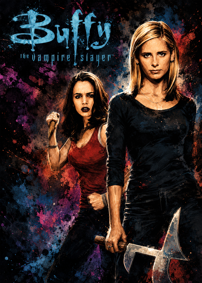 Buffy and Faith Vampire Slayer Poster