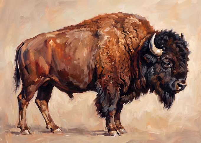 Oil Painting of a Majestic Bison
