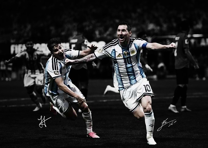 Lionel Messi and Julian Alvarez Celebration