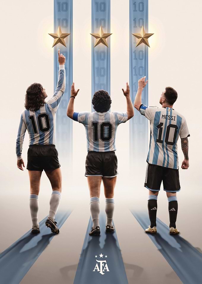Argentina Football Legends Tribute Poster