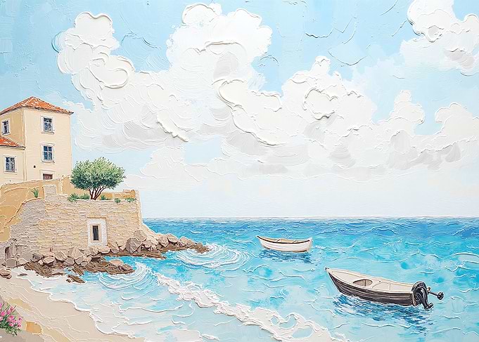 Mediterranean Coastal Villa with Boats
