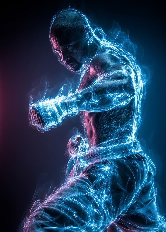 Powerful Martial Artist in Combat Stance
