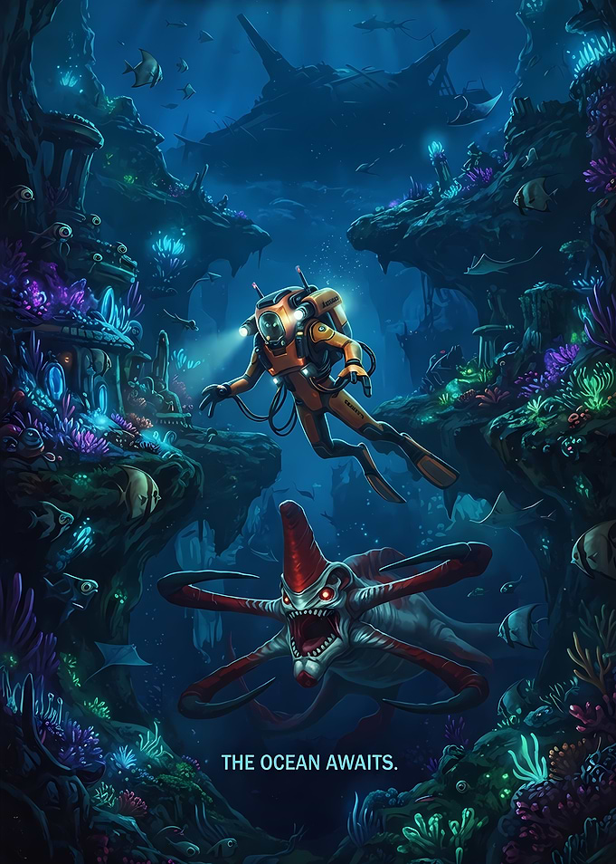 Subnautica Reaper Leviathan Encounter Poster