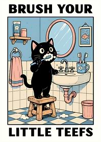 Cat Brushing Teeth