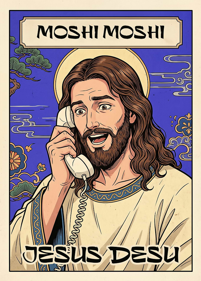 Jesus Answering a Phone Call