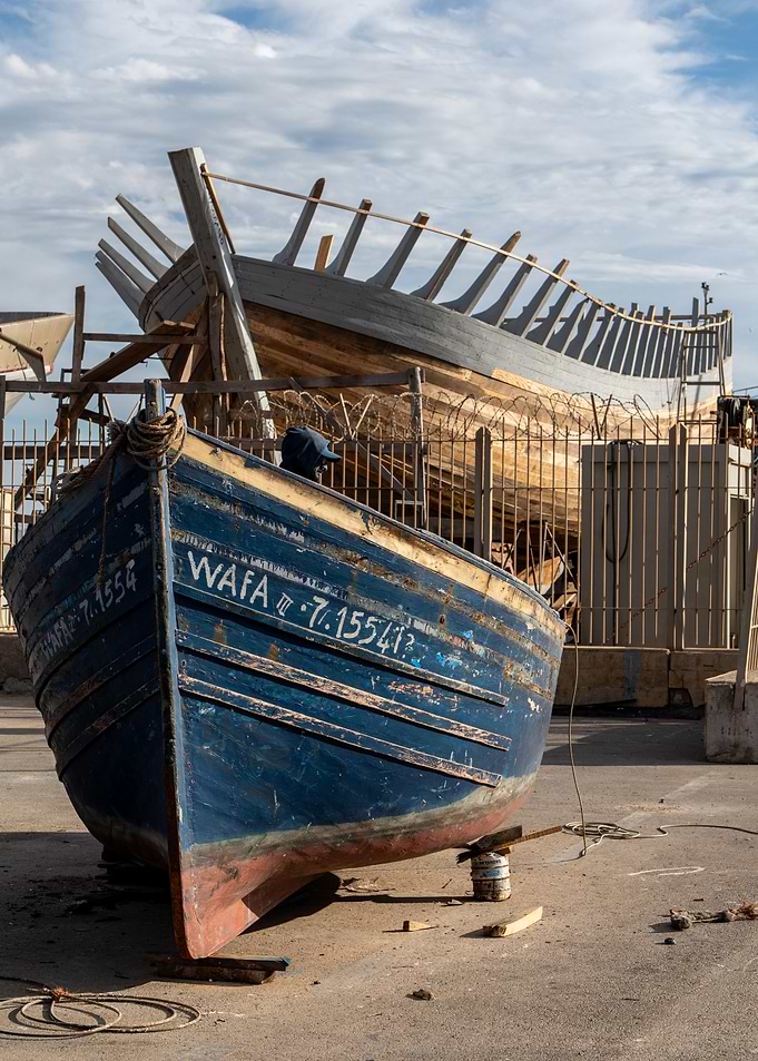 Old and new Fishing Boats in Dry Dock