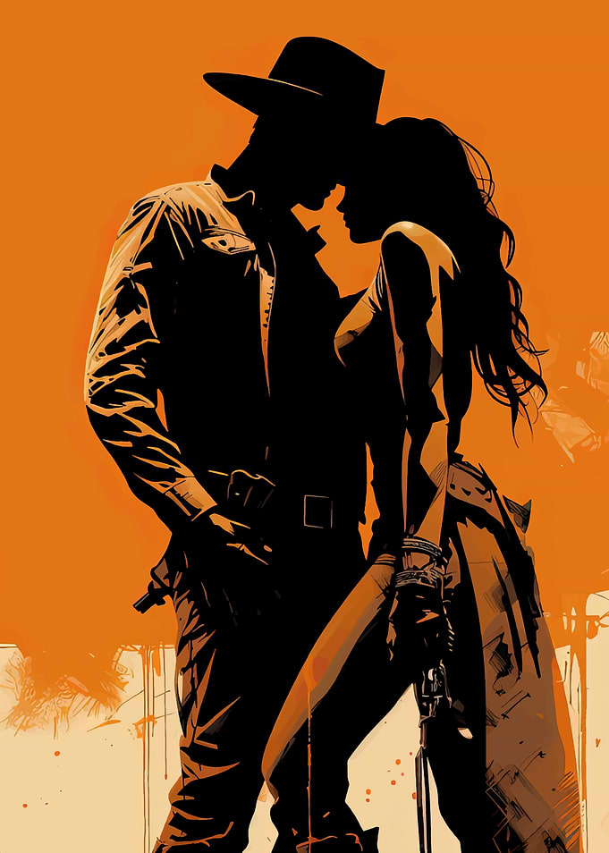 Western Cowboy and Cowgirl Silhouette