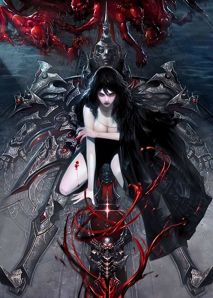 Dark Gothic Queen on Throne