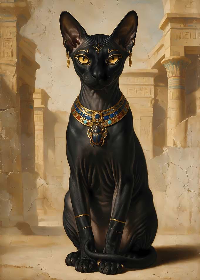 Majestic Egyptian Sphynx Cat Portrait
