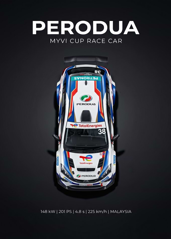Perodua Myvi Cup Race Car Poster