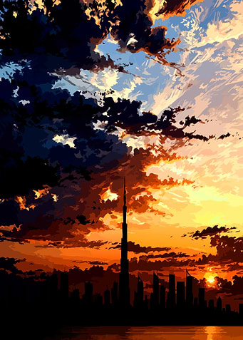 Burj Khalifa Sunset Silhouette