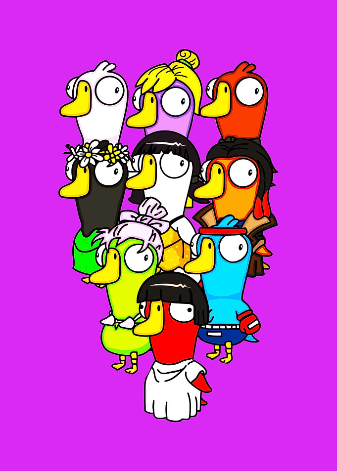 Group of Cartoon Duck Characters