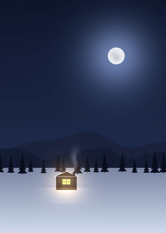 Winter Cabin - Cozy Moonlit Cabin in a Snowy Pine Forest
