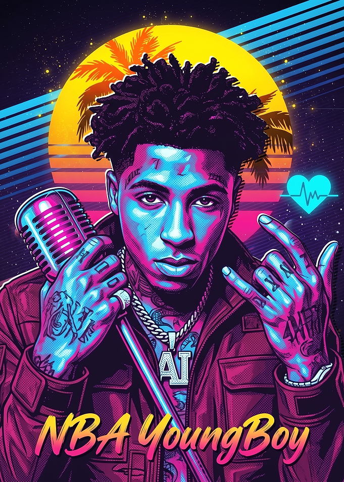 NBA YoungBoy Synthwave Portrait