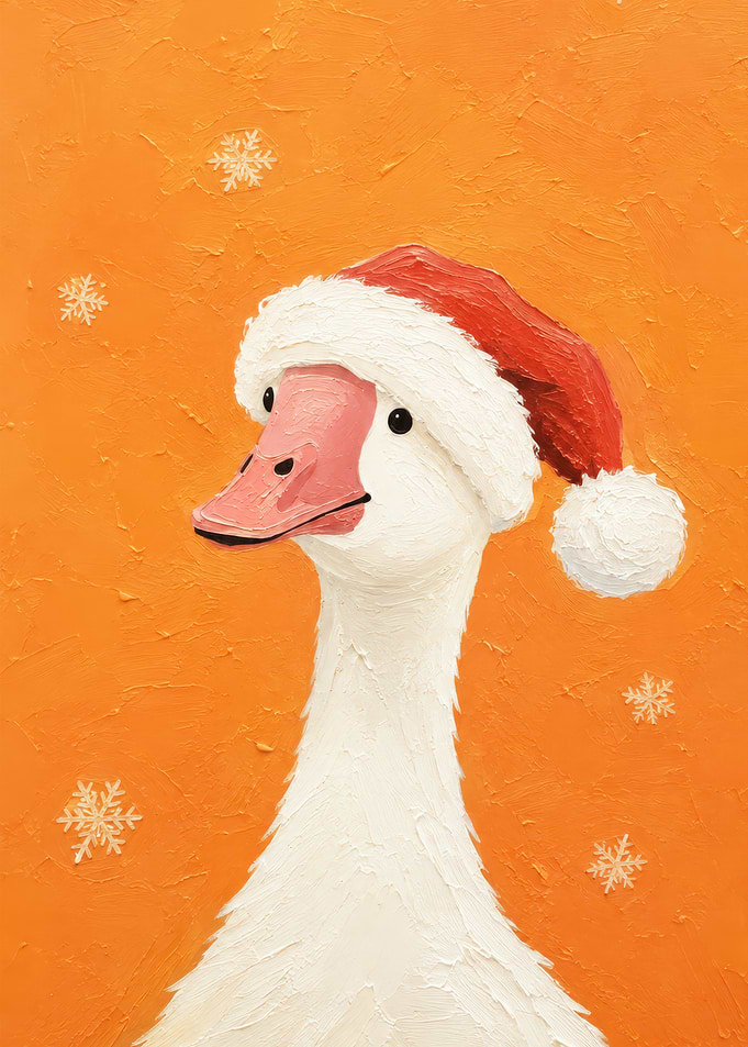 Christmas Goose in Santa Hat