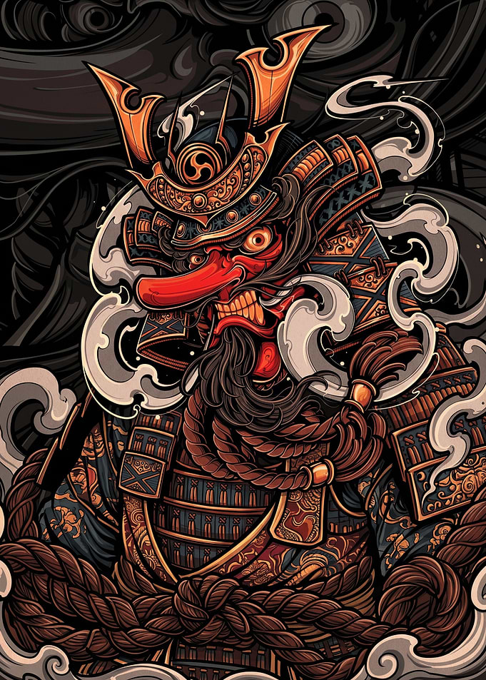Tengu Samurai Warrior Digital Illustration