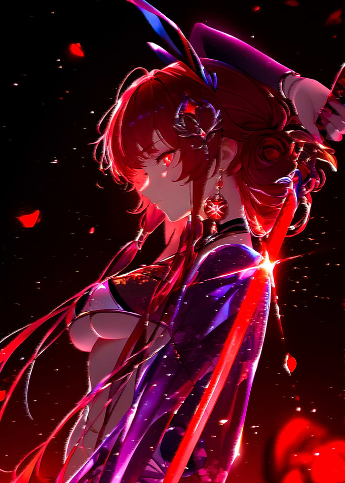 Red-Haired Anime Warrior with Sword