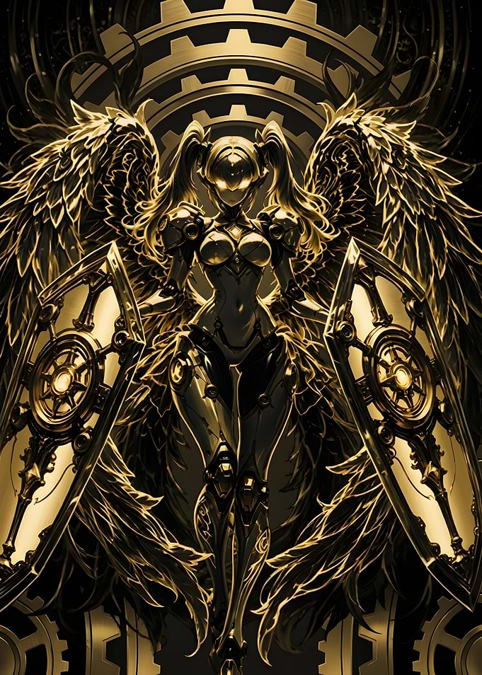Golden Mechanical Angel Warrior