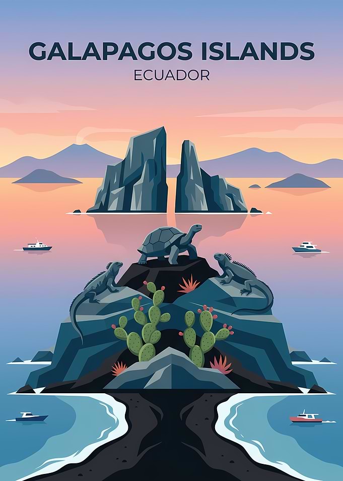 Galapagos Islands Travel Poster