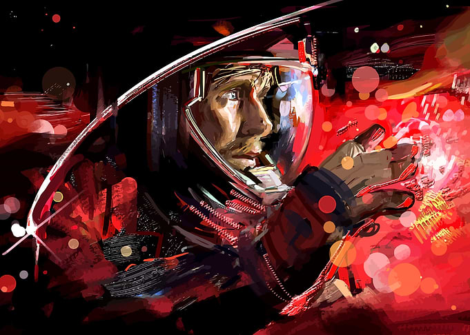 Astronaut in Red Space Glow Movie Poster