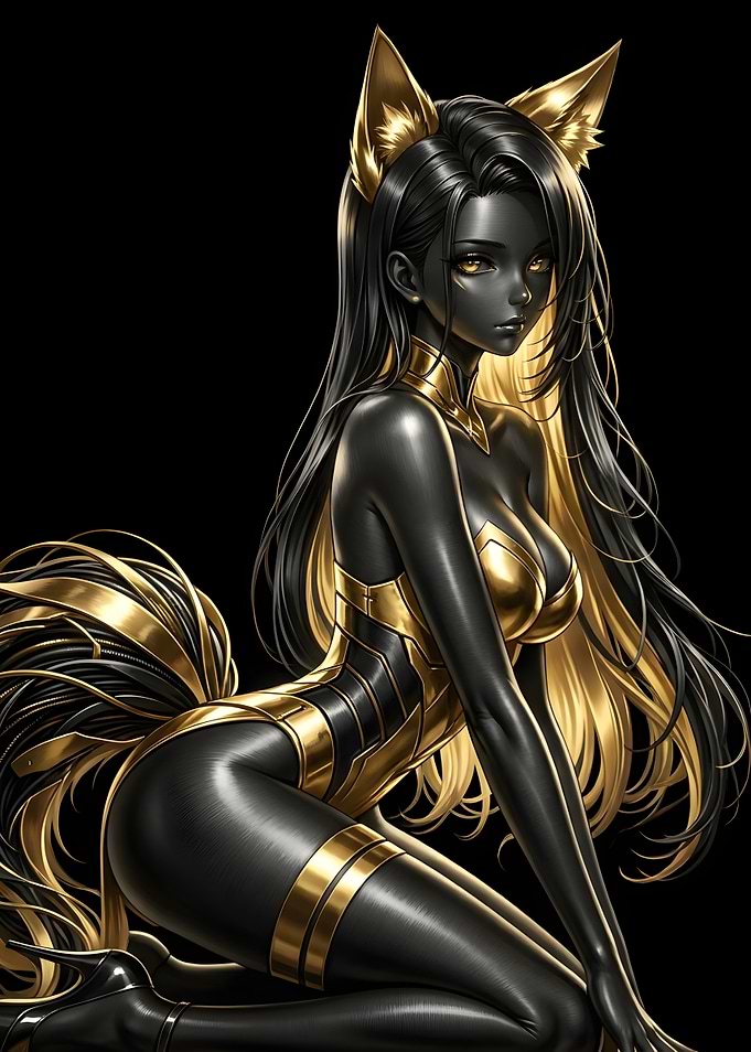 Black and Gold Fox Girl