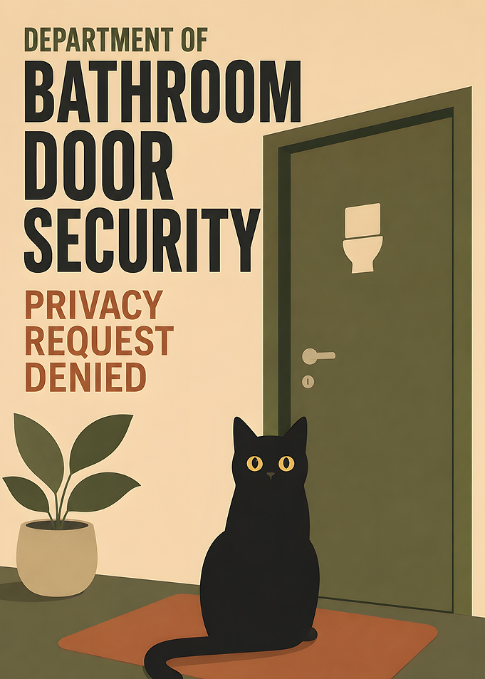 Funny Bathroom Door Security Cat Poster